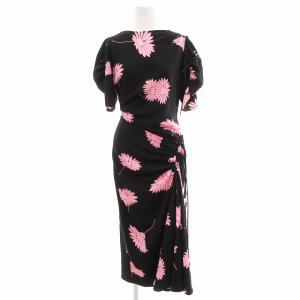 ワンピース アシンメトリー 花柄 40 ブラック