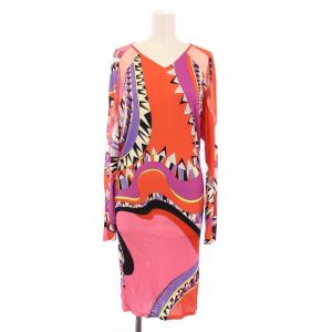 タイトワンピース 膝 長袖 Vネック シアー シースルー 切替 ストレッチ 幾何学模様 シルク混 I38