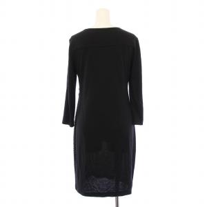 DIANE von FURSTENBERG タイトワンピース ひざ丈 長袖 クルーネック ストレッチ リボン シルク 4 黒 ブラック アイボリー