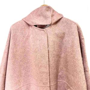 LE CIEL BLEU シャギー ウール フード コート ピンク 36 23A69401