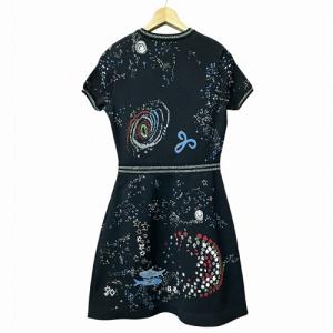 VALENTINO 総柄 ニット ワンピース 宇宙 惑星 S ブラック