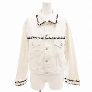 デニムジャケット ジージャン トラッカー フリンジ ショート丈 40 白 ホワイト /AE GY41