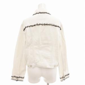 MSGM デニムジャケット ジージャン トラッカー フリンジ ショート丈 40 白 ホワイト /AE GY41