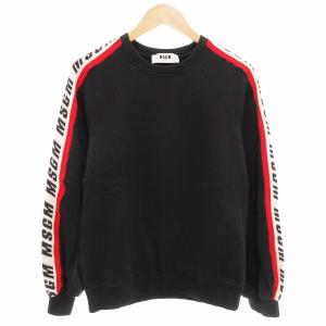 スウェット トレーナー クルーネック テープロゴ 長袖 XS 黒 ブラック /AE GY41