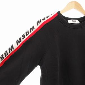 MSGM スウェット トレーナー クルーネック テープロゴ 長袖 XS 黒 ブラック /AE GY41