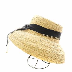 HELEN KAMINSKI 麦わら帽子 ハット 帽子 リボン ラフィア ベージュ /AN13 GY41