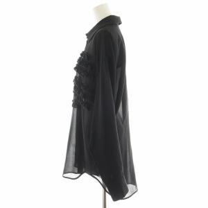 MSGM シャツ ブラウス 長袖 フリル シアー シースルー 40 黒 ブラック 3341MDE03 /AN15