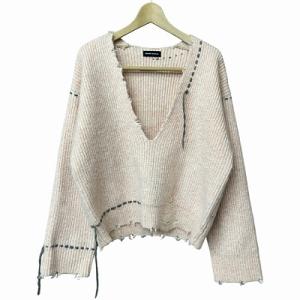 ハンドステッチ Vネック ニット セーター ピンク Free 21242365210 GY41