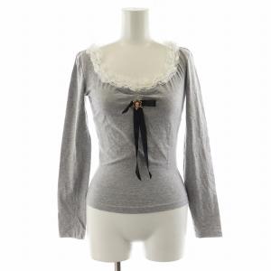 カットソー 長袖 フリル リボン コットン XS グレー /AN42 GY41