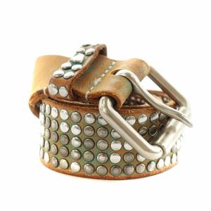 ベルト ハトメ スタッズ レザー 85/34 茶 ブラウン /AN8 GY41