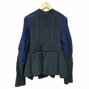 sacai ケーブル ニット カーディガン ブラック ネイビー 1 15-02360