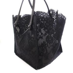 Ermanno Scervino トートバッグ ハンドバッグ レース レザー シアー シースルー ロゴ ポーチ付き 黒 ブラック /BB