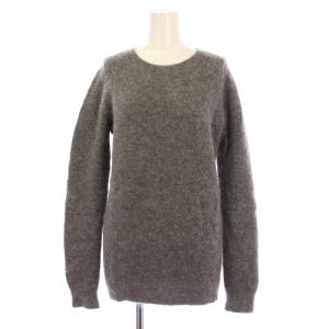 ニット セーター 長袖 クルーネック 無地 ストレッチ ウール モヘヤ混 M グレー /BB GY41