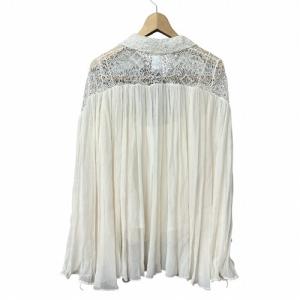 Chloe シフォン レース ギャザー ブラウス アイボリー 34 15EHT39-15E001 GY41