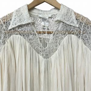 Chloe シフォン レース ギャザー ブラウス アイボリー 34 15EHT39-15E001 GY41