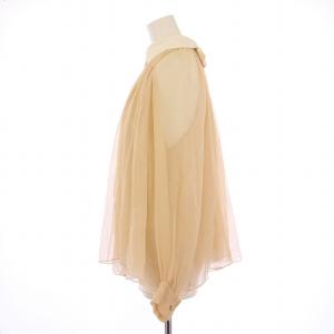 Chloe シフォンブラウス シャツ 長袖 レギュラーカラー シアー シースルー シルク 34 ベージュ /BB GY41