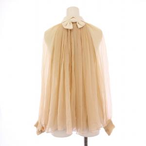 Chloe シフォンブラウス シャツ 長袖 レギュラーカラー シアー シースルー シルク 34 ベージュ /BB GY41
