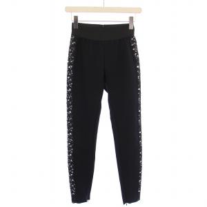 レギンスパンツ イージー ウエストゴム サイドレース 刺繍 ストレッチ 36 黒 ブラック /BB GY41