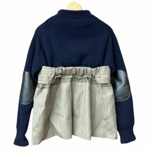 sacai 22AW ジャケット ドッキング ニット セーター ベージュ ネイビー 2 22-06328