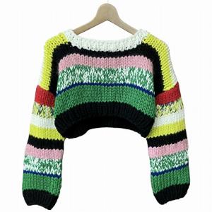 22AW クロップド ケーブル ボーダー ニット セーター マルチカラー S