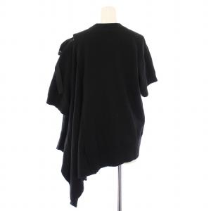 sacai カットソー スウェット 半袖 クルーネック アシンメトリー リボン 無地 2 黒 ブラック /BB GY41