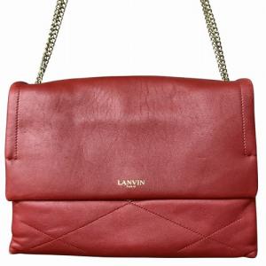 レザー チェーン ショルダー バッグ 赤 レッド GY41