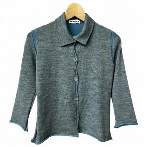 ニット カーディガン 襟付き 灰 青 グレー ブルー 36 GY41