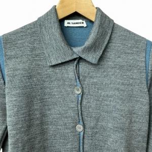 JIL SANDER ニット カーディガン 襟付き 灰 青 グレー ブルー 36 GY41