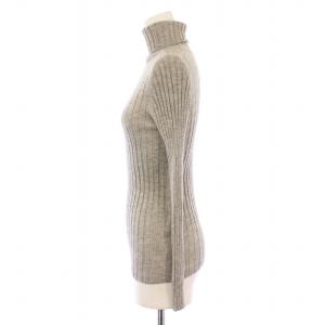 BRUNELLO CUCINELLI リブニット 長袖 タートルネック 薄手 ストレッチ カシミヤ シルク混 XS グレー /BB GY41