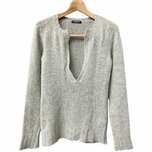 カシミヤ Vネック デザイン ニット セーター グレーベージュ 36 GY41
