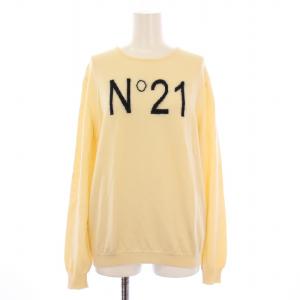 ニット セーター 長袖 クルーネック ロゴ ウール モヘヤ混 F ベージュ /BB GY41