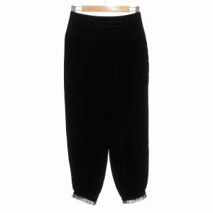 バルーンパンツ シルク混 ベロア フリンジ 36 黒 ブラック /UO GY41