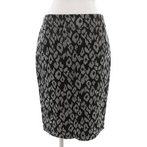 ジャガードスカート ひざ丈 レオパード柄 38 黒 ブラック シルバーカラー /UO GY41