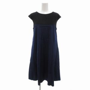 Collection ワンピース 配色デザイン フレンチスリーブ 40 紺 黒 /UO GY41
