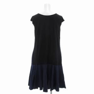 FOXEY NEW YORK Collection ワンピース 配色デザイン フレンチスリーブ 40 紺 黒 /UO GY41