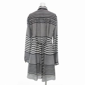 A/X ARMANI EXCHANGE シャツワンピース ひざ丈 ボーダー S 白 ホワイト 紺 ネイビー /UO GY41