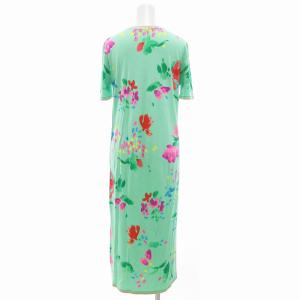 LEONARD プリントワンピース ミモレ ロング 花柄 緑系 /UO GY41