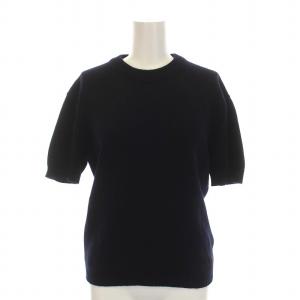 セーター ニット 半袖 カシミヤ コットン 34 ネイビー