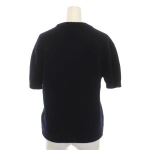 HERMES セーター ニット 半袖 カシミヤ コットン 34 ネイビー