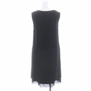 FOXEY BOUTIQUE ニット レースワンピース レイヤード 膝丈 ノースリーブ 38 黒 ブラック 39302 /MI OS
