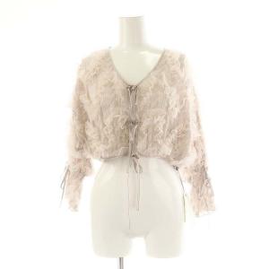 24SS 素材感カーデ カーディガン ボレロ フリル F ピンク /DF OS