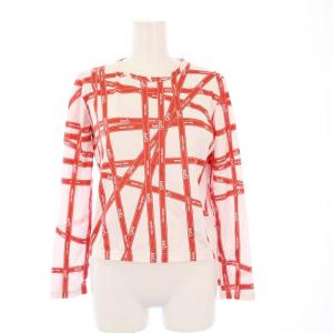 マルジェラ期 Tシャツ カットソー 長袖 ボルデュック柄 リボン XS 白 赤 /KH