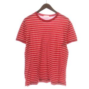 Tシャツ カットソー 半袖 クルーネック ボーダー 赤 レッド 白 ホワイト /DK GY12 PN