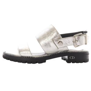 Christian Dior ストラップ サンダル レザー 36 シルバーカラー