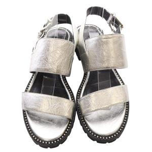 Christian Dior ストラップ サンダル レザー 36 シルバーカラー