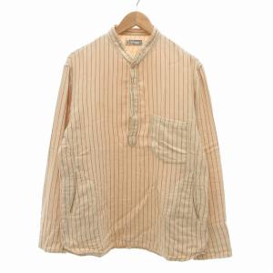 グランパシャツ ハーフボタン ストライプ 長袖 3 ベージュ系 /UO