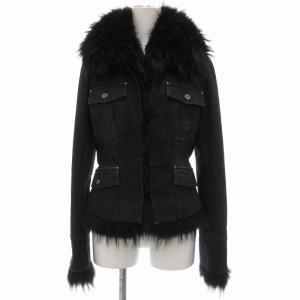 デニムジャケット 毛皮 ラクーンファー付き 中綿 ITL40 黒 ブラック KA109-502-09 /UO