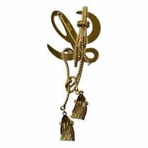 LOEWE L イニシャル タッセル ブローチ 金色 ゴールドカラー AA