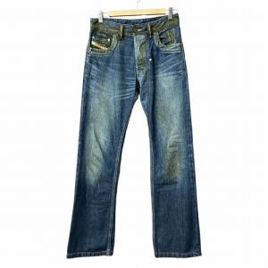 デニムパンツ フレア USED加工 汚し加工 青 ブルー 28 AA