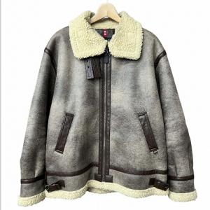 ALPHA INDUSTRIES B-3 フェイクムートン ボア ジャケット 茶 ブラウン XL TA1548-012